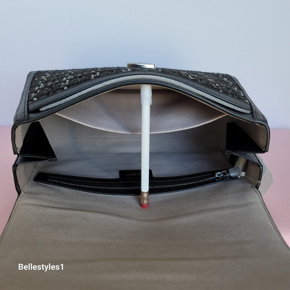 KATE SPADE Katy Tweed Medium Top Handle & Crossbody Bag- Black Multi⭐ - Picture 14 of 16